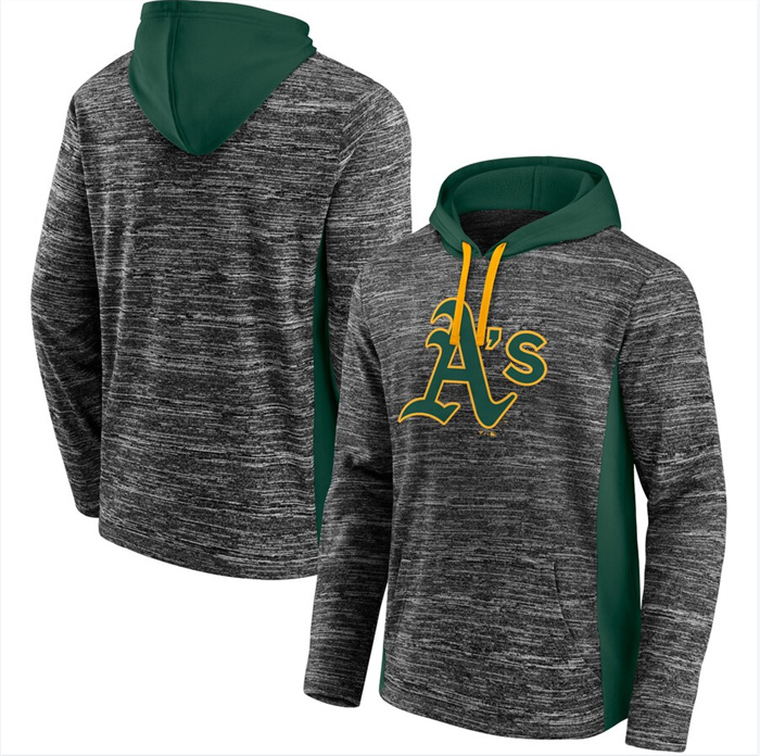 Men's Oakland Athletics Gray Green Instant Replay Color Block Pullover Hoodie Men's Oakland Athletics Gray Green Instant Replay Color Block Pullover Hoodie