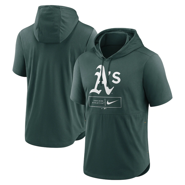 Men's Oakland Athletics Green Short Sleeve Pullover Hoodie Men's Oakland Athletics Green Short Sleeve Pullover Hoodie