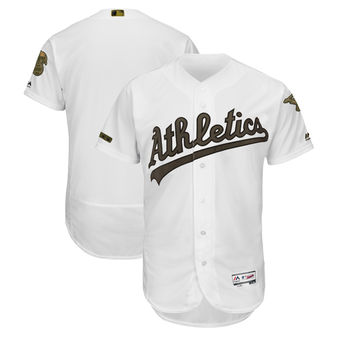 Men's Oakland Athletics Majestic White 2018 Memorial Day Authentic Collection Flex Base Team Custom Jersey Men's Oakland Athletics Majestic White 2018 Memorial Day Authentic Collection Flex Base Team Custom Jersey