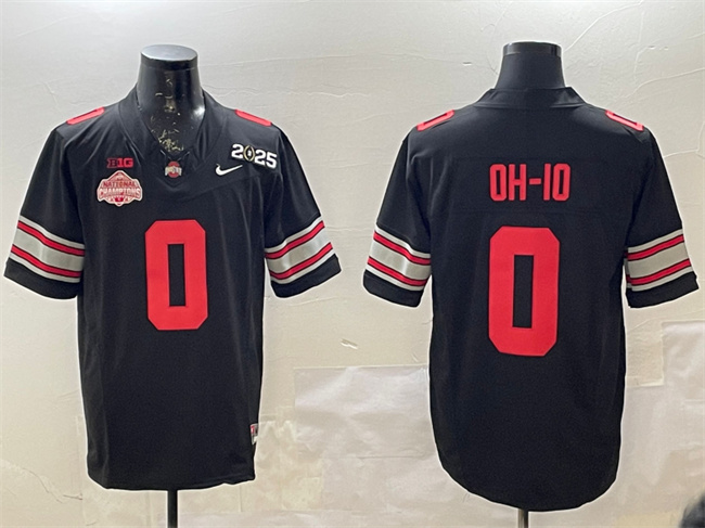 Men's Ohio State Buckeyes #0 OH-IO Black 2025 CFP Final With National Champions Patch F.U.S.E. Vapor Limited Stitched Football Jersey Men's Ohio State Buckeyes #0 OH-IO Black 2025 CFP Final With National Champions Patch F.U.S.E. Vapor Limited Stitched Football Jersey