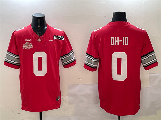 Men's Ohio State Buckeyes #0 OH-IO Red 2025 CFP Final With National Champions Patch F.U.S.E. Vapor Limited Stitched Football Jersey Men's Ohio State Buckeyes #0 OH-IO Red 2025 CFP Final With National Champions Patch F.U.S.E. Vapor Limited Stitched Football Jersey