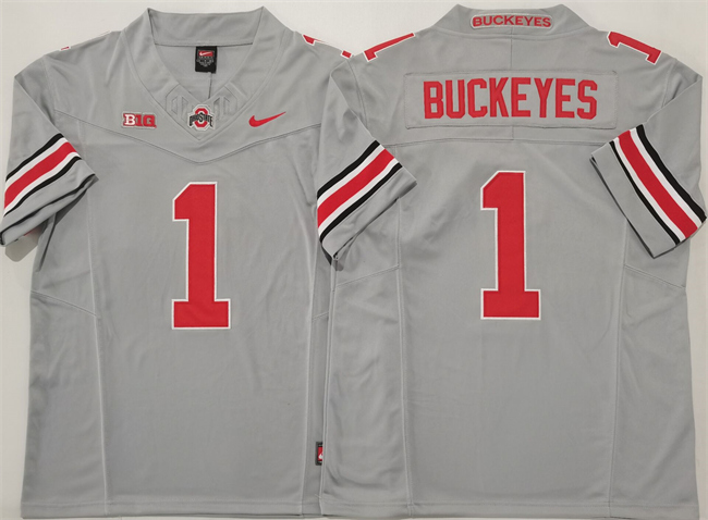Men's Ohio State Buckeyes #1 Buckeyes Grey 2025 F.U.S.E. Limited Stitched Jersey Men's Ohio State Buckeyes #1 Buckeyes Grey 2025 F.U.S.E. Limited Stitched Jersey