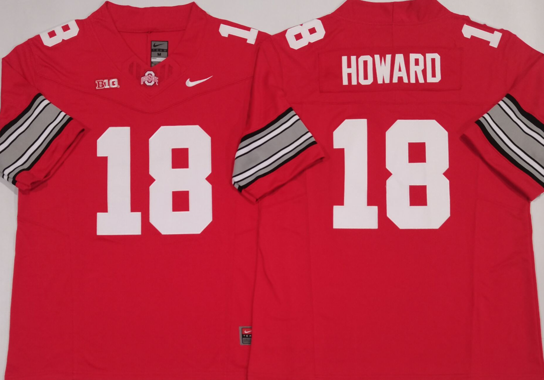 Men's Ohio State Buckeyes #18 Will Howard Red 2025 F.U.S.E. Limited Stitched Jersey Men's Ohio State Buckeyes #18 Will Howard Red 2025 F.U.S.E. Limited Stitched Jersey