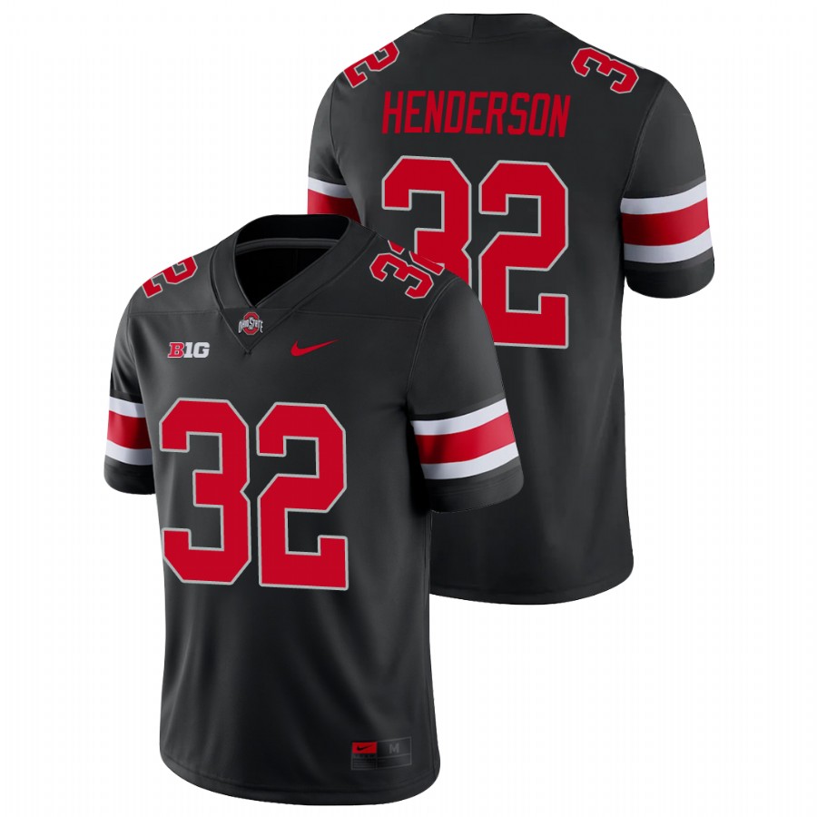 Men's Ohio State Buckeyes #32 TreVeyon Henderson Black Football Jersey