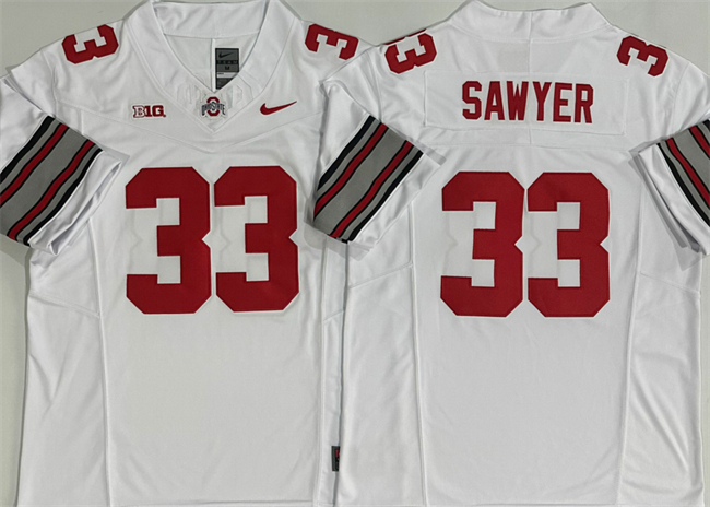 Men's Ohio State Buckeyes #33 Jack Sawyer White 2025 F.U.S.E. Limited Stitched Jersey Men's Ohio State Buckeyes #33 Jack Sawyer White 2025 F.U.S.E. Limited Stitched Jersey