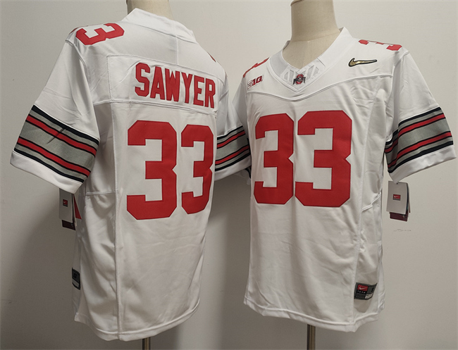 Men's Ohio State Buckeyes #33 Jack Sawyer White F.U.S.E. Limited Stitched Jersey Men's Ohio State Buckeyes #33 Jack Sawyer White F.U.S.E. Limited Stitched Jersey