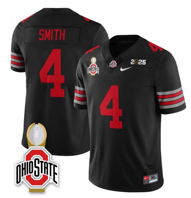 Men's Ohio State Buckeyes #4 Jeremiah Smith Black National Champions 2025 F.U.S.E. Limited Stitched Jersey Men's Ohio State Buckeyes #4 Jeremiah Smith Black National Champions 2025 F.U.S.E. Limited Stitched Jersey