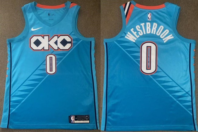 Men's Oklahoma City Thunder #0 Russell Westbrook Blue 2018 19 City Stitched Basketball Jersey Men's Oklahoma City Thunder #0 Russell Westbrook Blue 2018 19 City Stitched Basketball Jersey