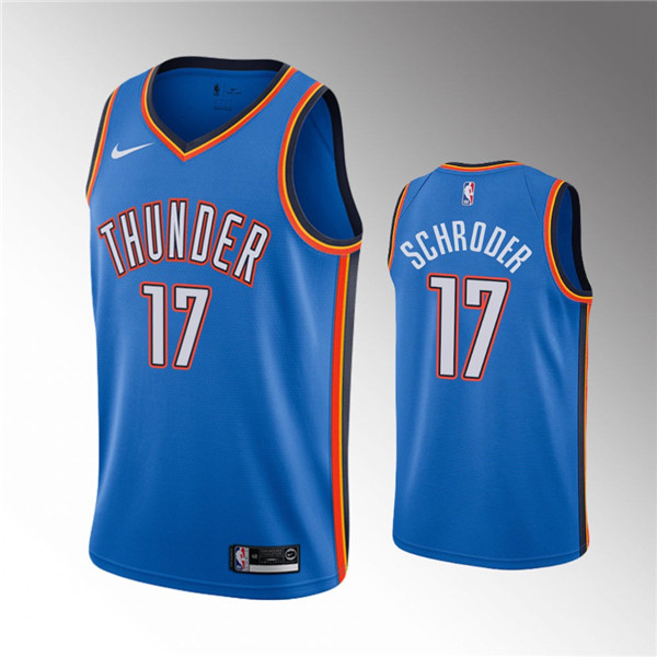 Men's Oklahoma City Thunder #17 Dennis Schroder Blue Stitched Basketball Jersey Men's Oklahoma City Thunder #17 Dennis Schroder Blue Stitched Basketball Jersey