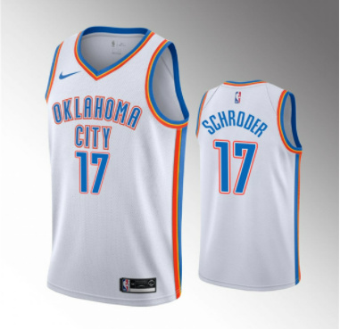 Men's Oklahoma City Thunder #17 Dennis Schroder White Stitched Basketball Jersey Men's Oklahoma City Thunder #17 Dennis Schroder White Stitched Basketball Jersey