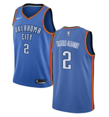 Men's Oklahoma City Thunder #2 Shai Gilgeous-Alexander Blue Stitched Basketball Jersey Men's Oklahoma City Thunder #2 Shai Gilgeous-Alexander Blue Stitched Basketball Jersey