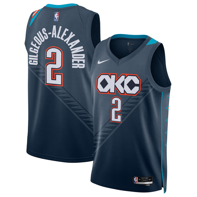 Men's Oklahoma City Thunder #2 Shai Gilgeous-Alexander Navy 2025 26 City Edition Stitched Basketball Jersey Men's Oklahoma City Thunder #2 Shai Gilgeous-Alexander Navy 2025 26 City Edition Stitched Basketball Jersey
