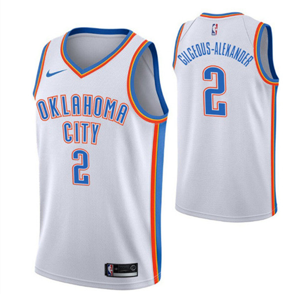 Men's Oklahoma City Thunder #2 Shai Gilgeous-Alexander White Stitched Basketball Jersey Men's Oklahoma City Thunder #2 Shai Gilgeous-Alexander White Stitched Basketball Jersey