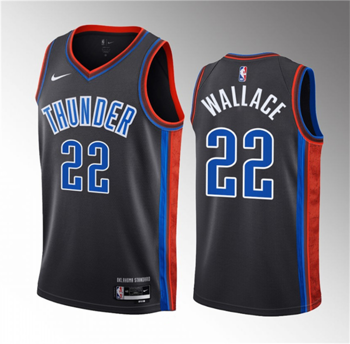 Men's Oklahoma City Thunder #22 Cason Wallace Black 2023 Draft City Edition Stitched Basketball Jersey Men's Oklahoma City Thunder #22 Cason Wallace Black 2023 Draft City Edition Stitched Basketball Jersey