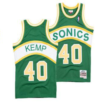 Men's Oklahoma City Thunder #40 Shawn Kemp Green Throwback SuperSonics Stitched Jersey Men's Oklahoma City Thunder #40 Shawn Kemp Green Throwback SuperSonics Stitched Jersey