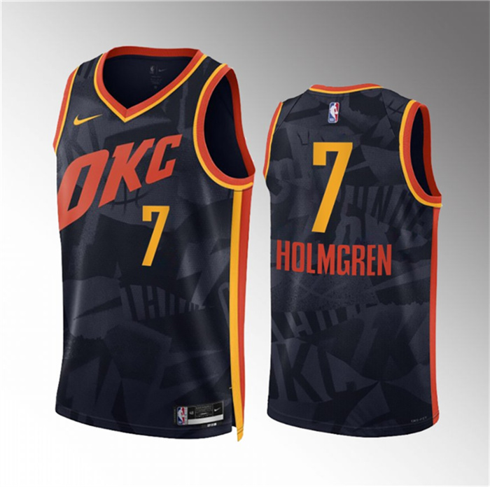 Men's Oklahoma City Thunder #7 Chet Holmgren Black 2023 24 City Edition Stitched Basketball Jersey Men's Oklahoma City Thunder #7 Chet Holmgren Black 2023 24 City Edition Stitched Basketball Jersey