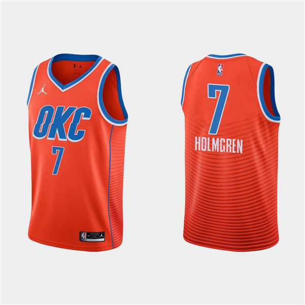 Men's Oklahoma City Thunder #7 Chet Holmgren Orange Stitched Basketball Jersey Men's Oklahoma City Thunder #7 Chet Holmgren Orange Stitched Basketball Jersey