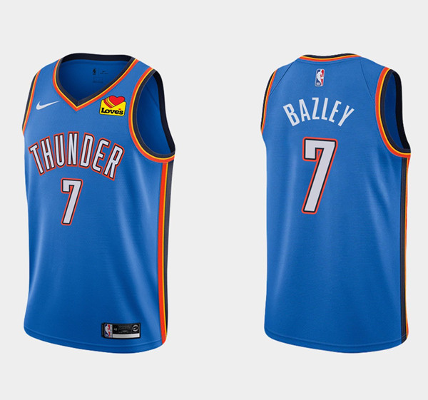 Men's Oklahoma City Thunder #7 Darius Bazley Blue Stitched Basketball Jersey Men's Oklahoma City Thunder #7 Darius Bazley Blue Stitched Basketball Jersey