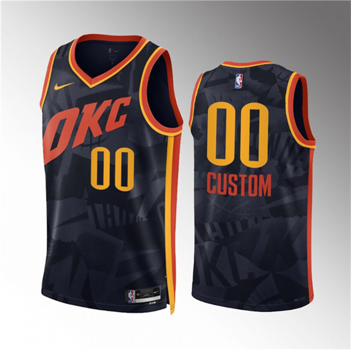 Men's Oklahoma City Thunder Active Player Custom Black 2023 24 City Edition Stitched Basketball Jersey Men's Oklahoma City Thunder Active Player Custom Black 2023 24 City Edition Stitched Basketball Jersey