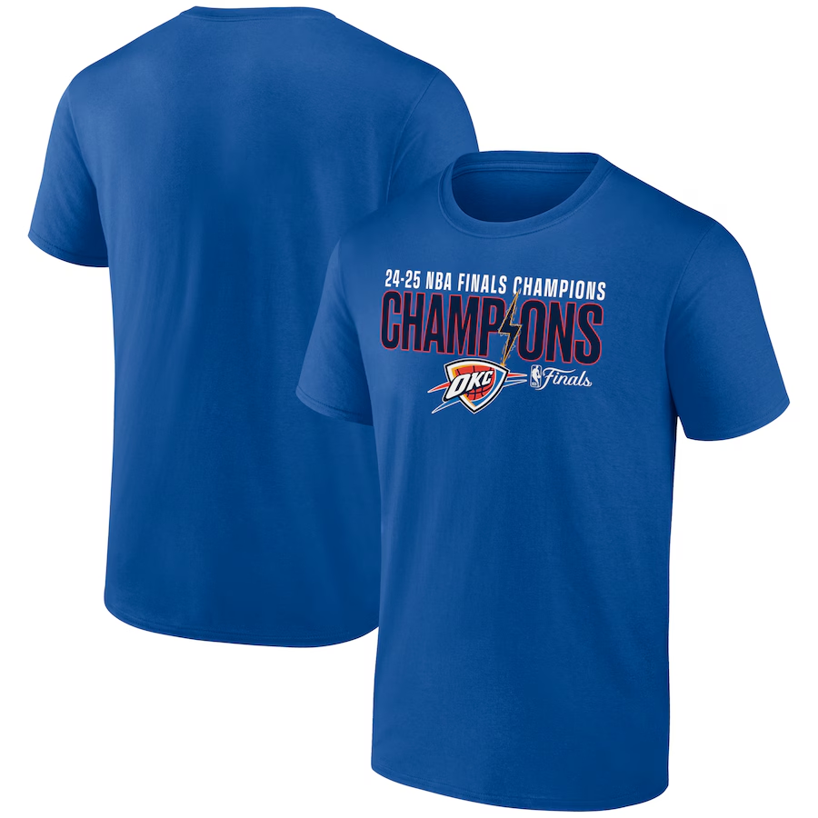 Men's Oklahoma City Thunder Blue 2025 Finals Champions Fast Break Hometown T-Shirt Men's Oklahoma City Thunder Blue 2025 Finals Champions Fast Break Hometown T-Shirt
