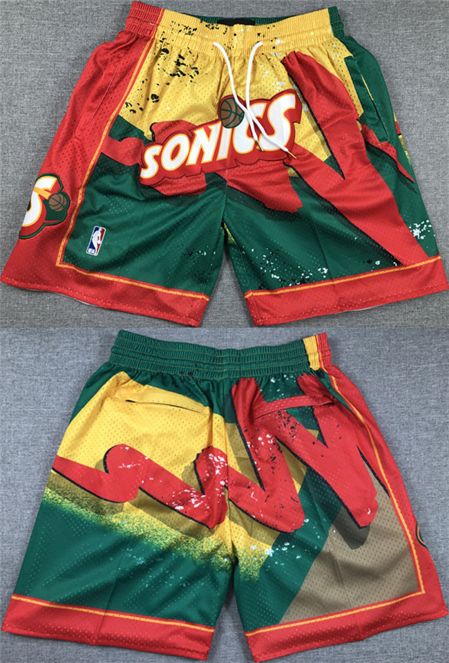 Men's Oklahoma City Thunder Green Yellow Red SuperSonics Shorts (Run Small) Men's Oklahoma City Thunder Green Yellow Red SuperSonics Shorts (Run Small)