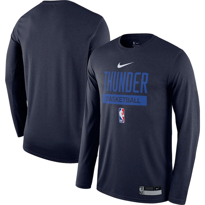 Men's Oklahoma City Thunder Navy 2022 23 Legend On-Court Practice Performance Long Sleeve T-Shirt Men's Oklahoma City Thunder Navy 2022 23 Legend On-Court Practice Performance Long Sleeve T-Shirt