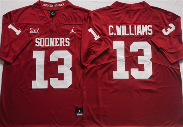 Men's Oklahoma Sooners #13 C.WILLIAMS Red Stitched Jersey Men's Oklahoma Sooners #13 C.WILLIAMS Red Stitched Jersey