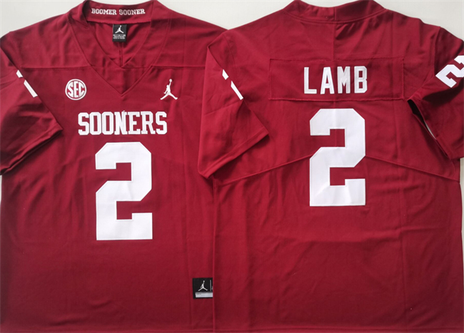 Men's Oklahoma Sooners #2 CeeDee Lamb Red Stitched Jersey Men's Oklahoma Sooners #2 CeeDee Lamb Red Stitched Jersey