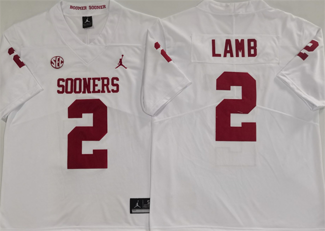 Men's Oklahoma Sooners #2 CeeDee Lamb White Stitched Jersey Men's Oklahoma Sooners #2 CeeDee Lamb White Stitched Jersey