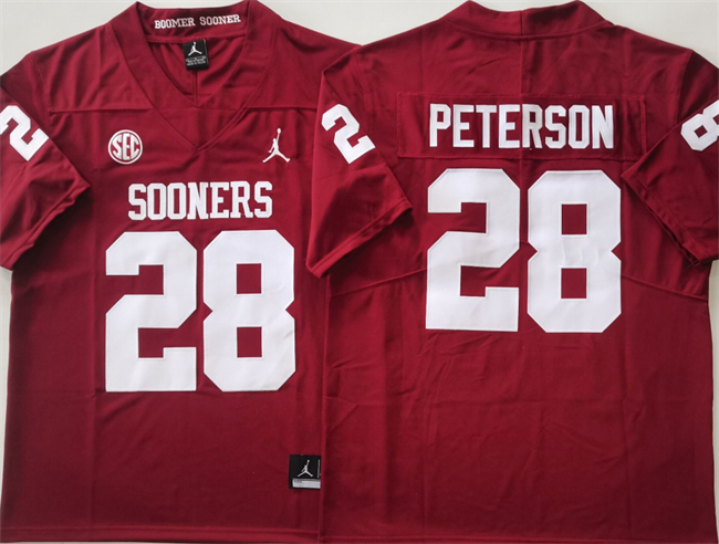 Men's Oklahoma Sooners #28 Adrian Peterson Red Stitched Jersey Men's Oklahoma Sooners #28 Adrian Peterson Red Stitched Jersey