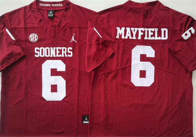 Men's Oklahoma Sooners #6 Baker Mayfield Red Stitched Jersey Men's Oklahoma Sooners #6 Baker Mayfield Red Stitched Jersey