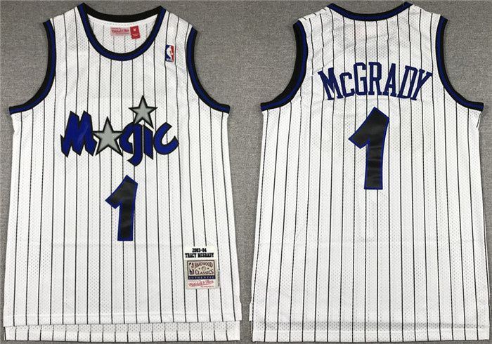 Men's Orlando Magic #1 Tracy McGrady 2003-04 White Stitched Jersey Men's Orlando Magic #1 Tracy McGrady 2003-04 White Stitched Jersey