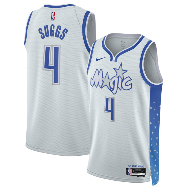 Men's Orlando Magic #4 Jalen Suggs Silver 2025 26 City Edition Stitched Basketball Jersey Men's Orlando Magic #4 Jalen Suggs Silver 2025 26 City Edition Stitched Basketball Jersey