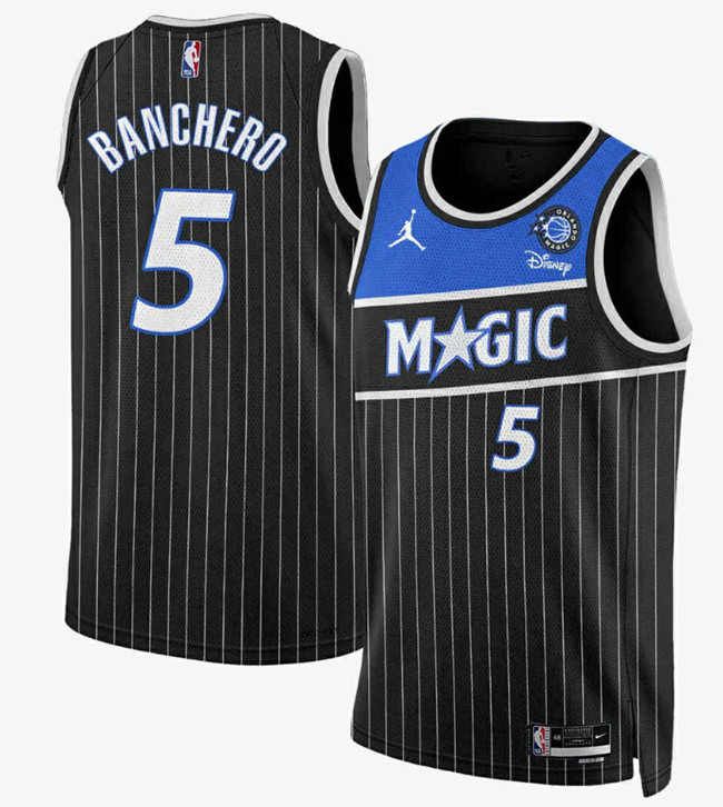 Men's Orlando Magic #5 Paolo Banchero Black 2025 New Generation of Magic Stitched Basketball Jersey Men's Orlando Magic #5 Paolo Banchero Black 2025 New Generation of Magic Stitched Basketball Jersey