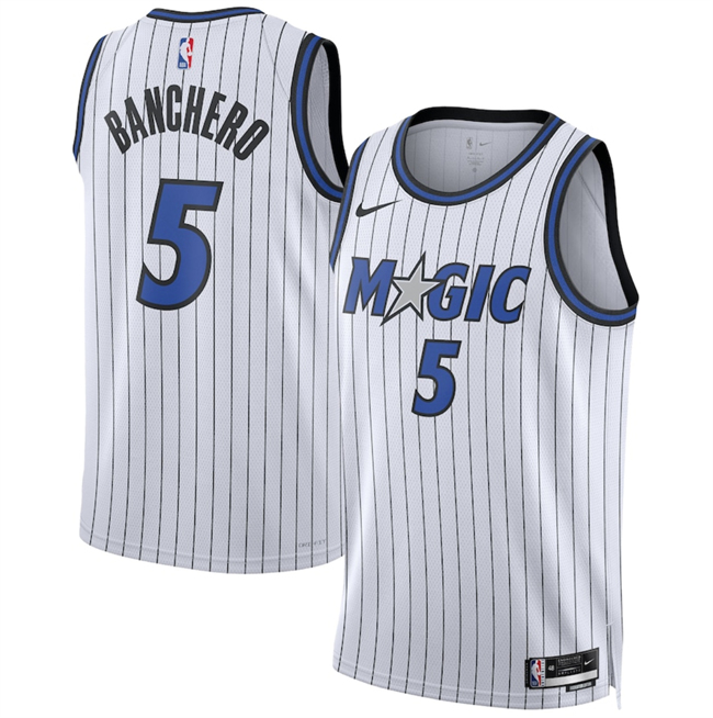 Men's Orlando Magic #5 Paolo Banchero White 2025 Association Edition Stitched Basketball Jersey Men's Orlando Magic #5 Paolo Banchero White 2025 Association Edition Stitched Basketball Jersey