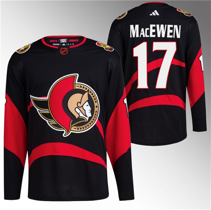 Men's Ottawa Senators #17 Zack MacEwen Black Reverse Retro Stitched Jersey Men's Ottawa Senators #17 Zack MacEwen Black Reverse Retro Stitched Jersey