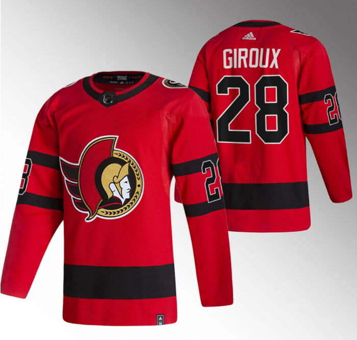 Men's Ottawa Senators #28 Claude Giroux 2021 Red Reverse Retro Stitched Jersey Men's Ottawa Senators #28 Claude Giroux 2021 Red Reverse Retro Stitched Jersey