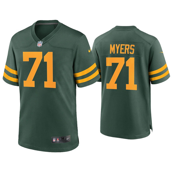 Men's Packers #71 Josh Myers Alternate Limited Green Jersey Men's Packers #71 Josh Myers Alternate Limited Green Jersey