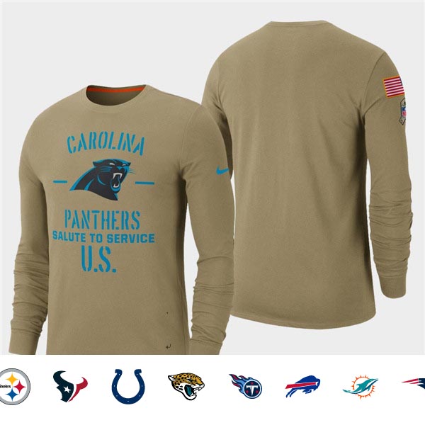 Men's Panthers Tan 2019 Salute to Service Sideline Long Sleeve T-Shirt Men's Panthers Tan 2019 Salute to Service Sideline Long Sleeve T-Shirt