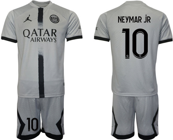 Men's Paris Saint-Germain #10 Neymar Jr 2023 Gray Soccer Jersey Suit Men's Paris Saint-Germain #10 Neymar Jr 2023 Gray Soccer Jersey Suit