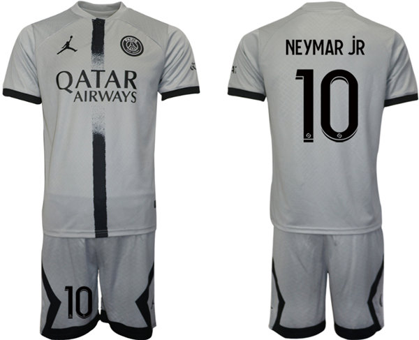 Men's Paris Saint-Germain #10 Neymar Jr 2023 Gray Soccer Jersey Suit Men's Paris Saint-Germain #10 Neymar Jr 2023 Gray Soccer Jersey Suit