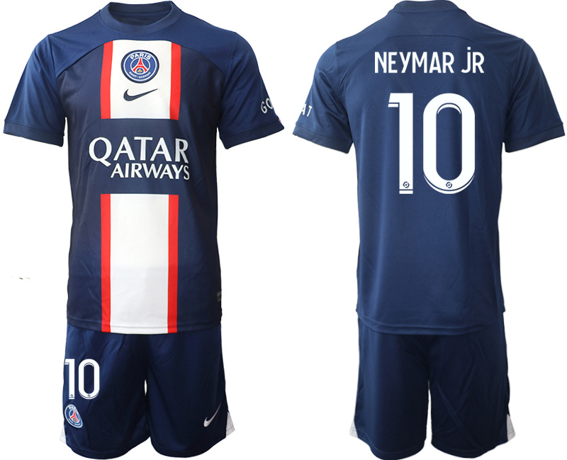 Men's Paris Saint-Germain #10 Neymar Jr 2023 Navy Home Soccer Jersey Suit Men's Paris Saint-Germain #10 Neymar Jr 2023 Navy Home Soccer Jersey Suit