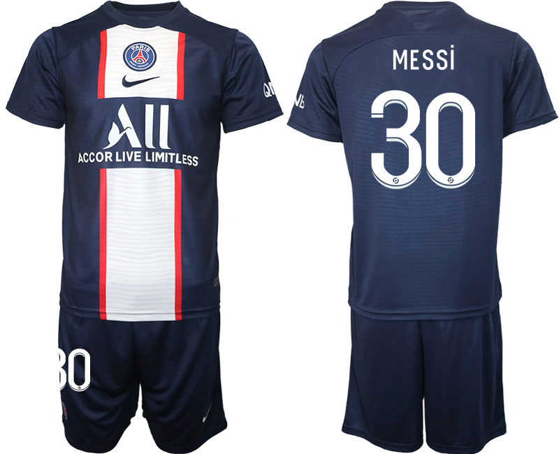 Men's Paris Saint-Germain #30 Lionel Messi 2023 Navy Home Soccer Jersey Suit 2 Men's Paris Saint-Germain #30 Lionel Messi 2023 Navy Home Soccer Jersey Suit 2