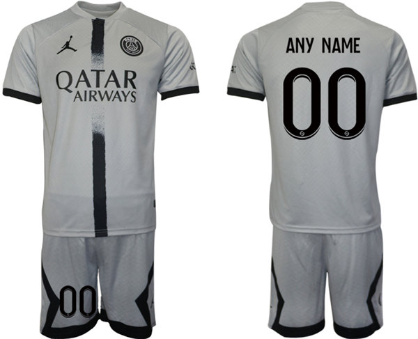 Men's Paris Saint-Germain Custom 2023 Gray Soccer Jersey Suit Men's Paris Saint-Germain Custom 2023 Gray Soccer Jersey Suit