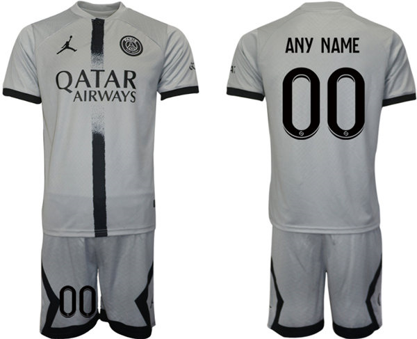 Men's Paris Saint-Germain Custom 2023 Gray Soccer Jersey Suit Men's Paris Saint-Germain Custom 2023 Gray Soccer Jersey Suit