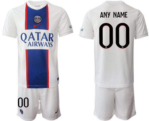 Men's Paris Saint-Germain Custom 2023 White Soccer Jersey Suit Men's Paris Saint-Germain Custom 2023 White Soccer Jersey Suit