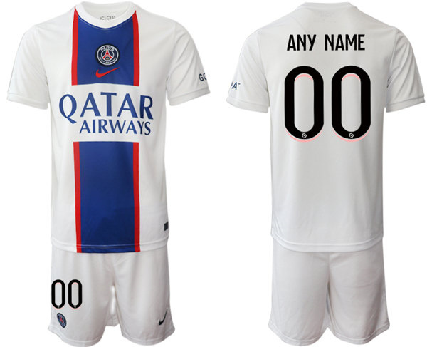 Men's Paris Saint-Germain Custom 2023 White Soccer Jersey Suit Men's Paris Saint-Germain Custom 2023 White Soccer Jersey Suit