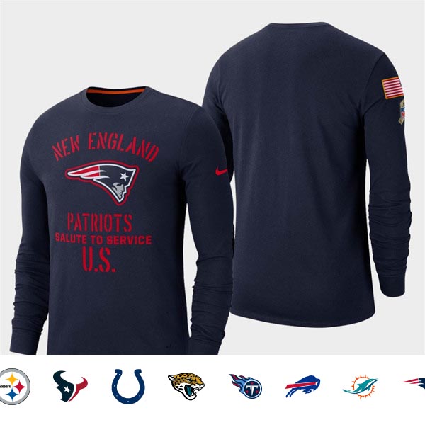 Men's Patriots Navy 2019 Salute to Service Sideline Long Sleeve T-Shirt Men's Patriots Navy 2019 Salute to Service Sideline Long Sleeve T-Shirt