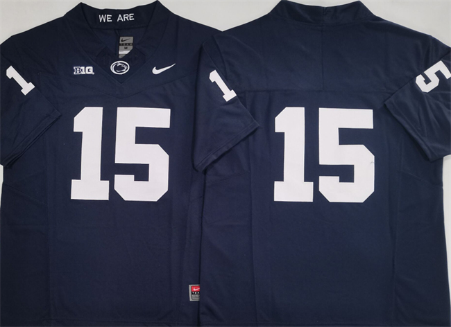 Men's Penn State Nittany Lions #15 Drew Allar Navy 2024 F.U.S.E. No Name Stitched Jersey Men's Penn State Nittany Lions #15 Drew Allar Navy 2024 F.U.S.E. No Name Stitched Jersey