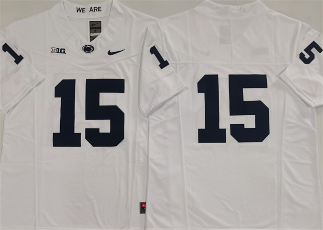 Men's Penn State Nittany Lions #15 Drew Allar White 2024 F.U.S.E. No Name Stitched Jersey Men's Penn State Nittany Lions #15 Drew Allar White 2024 F.U.S.E. No Name Stitched Jersey